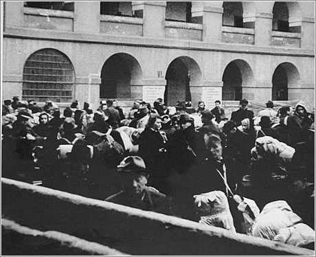 Members of a transport of Dutch Jews that has just arrived in Theresienstadt